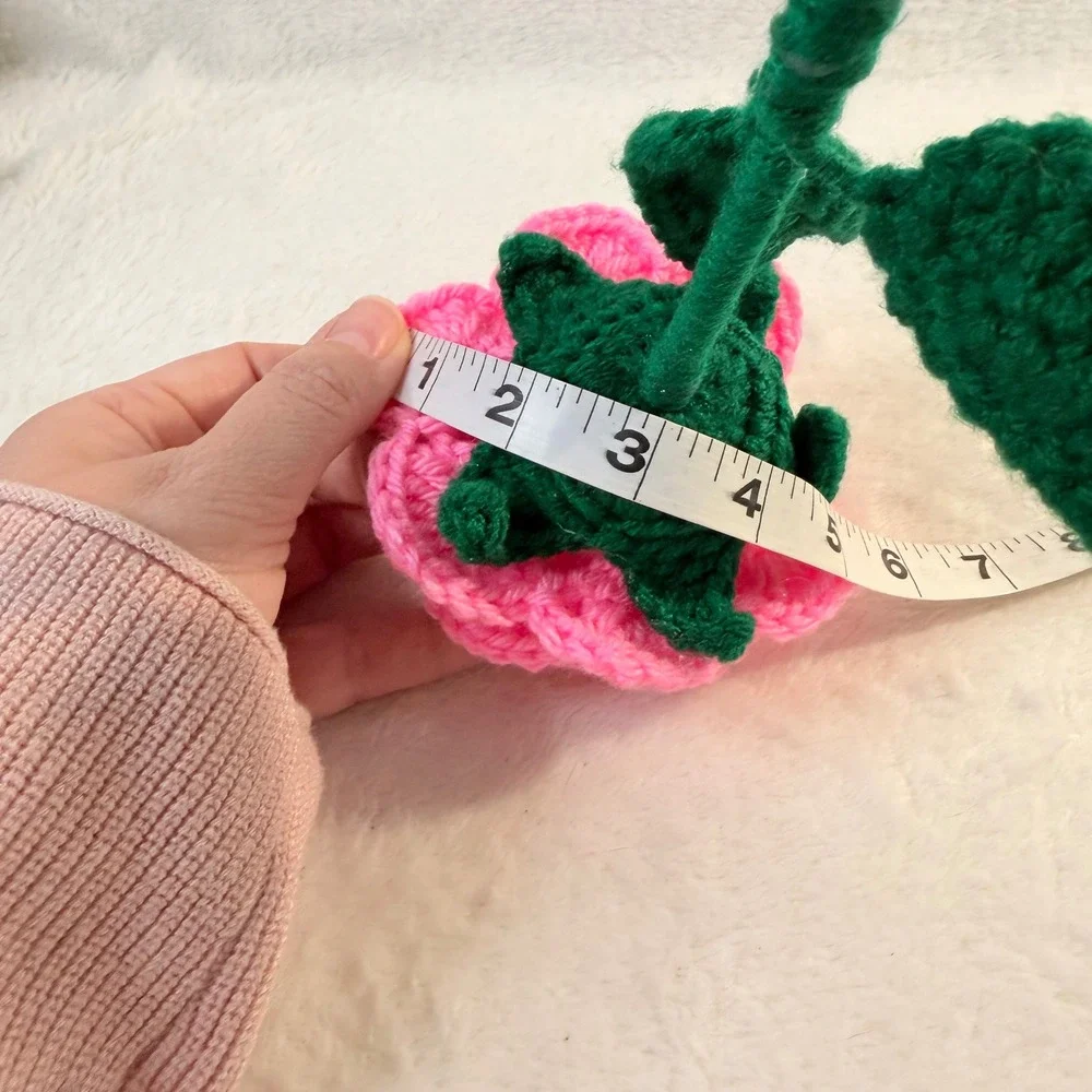Handmade Crochet Rose Unisex OS Hot Pink New Everlasting Yarn Flower Decor